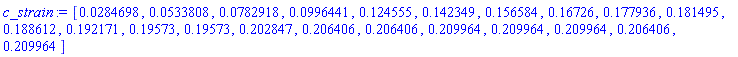[0.284698e-1, 0.533808e-1, 0.782918e-1, 0.996441e-1, .124555, .142349, .156584, .16726, .177936, .181495, .188612, .192171, .19573, .19573, .202847, .206406, .206406, .209964, .209964, .209964, .206406, .209964]