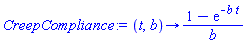 proc (t, b) options operator, arrow; (1-exp(-b*t))/b end proc