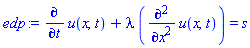 diff(u(x, t), t)+lambda*(diff(diff(u(x, t), x), x)) = s