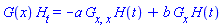 G(x)*(diff(H(t), t)) = -a*(diff(diff(G(x), x), x))*H(t)+b*(diff(G(x), x))*H(t)