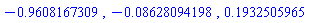 -.9608167309, -0.8628094198e-1, .1932505965
