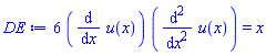 6*(diff(u(x), x))*(diff(diff(u(x), x), x)) = x