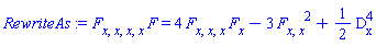 (diff(diff(diff(diff(F, x), x), x), x))*F = 4*(diff(diff(diff(F, x), x), x))*(diff(F, x))-3*(diff(diff(F, x), x))^2+(1/2)*`#msubsup(mo("D"),mo("x"),mo("4"))`