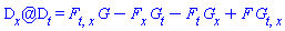 `@`(`#msub(mo("D"),mo("x"))`, `#msub(mo("D"),mo("t"))`) = (diff(diff(F, t), x))*G-(diff(F, x))*(diff(G, t))-(diff(F, t))*(diff(G, x))+F*(diff(diff(G, t), x))