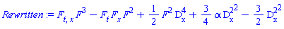 (diff(diff(F, t), x))*F^3-(diff(F, t))*(diff(F, x))*F^2+(1/2)*F^2*`#msubsup(mo("D"),mo("x"),mo("4"))`+(3/4)*alpha*`#msubsup(mo("D"),mo("x"),mo("2"))`^2-(3/2)*`#msubsup(mo("D"),mo("x"),mo("2"))`^2