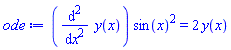(diff(diff(y(x), x), x))*sin(x)^2 = 2*y(x)
