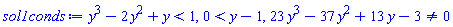 y^3-2*y^2+y < 1, 0 < y-1, 23*y^3-37*y^2+13*y-3 <> 0