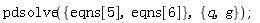 pdsolve({eqns[5], eqns[6]}, {g, q})