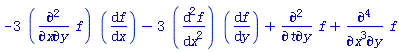 -3*(diff(diff(f, x), y))*(diff(f, x))-3*(diff(diff(f, x), x))*(diff(f, y))+diff(diff(f, t), y)+diff(diff(diff(diff(f, x), x), x), y)