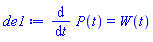 diff(P(t), t) = W(t)