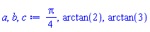 (1/4)*Pi, arctan(2), arctan(3)