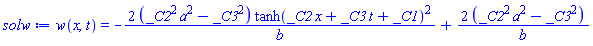 w(x, t) = -2*(_C2^2*a^2-_C3^2)*tanh(_C2*x+_C3*t+_C1)^2/b+2*(_C2^2*a^2-_C3^2)/b