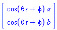Vector(2, {(1) = cos(t*theta+phi)*a, (2) = cos(t*theta+phi)*b})