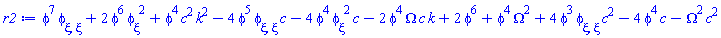 phi(xi)^7*(diff(diff(phi(xi), xi), xi))+2*phi(xi)^6*(diff(phi(xi), xi))^2+phi(xi)^4*c^2*k^2-4*phi(xi)^5*(diff(diff(phi(xi), xi), xi))*c-4*phi(xi)^4*(diff(phi(xi), xi))^2*c-2*phi(xi)^4*Omega*c*k+2*phi(xi)^6+phi(xi)^4*Omega^2+4*phi(xi)^3*(diff(diff(phi(xi), xi), xi))*c^2-4*phi(xi)^4*c-Omega^2*c^2