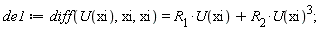 de1 := diff(U(xi), xi, xi) = R__1*U(xi)+R__2*U(xi)^3