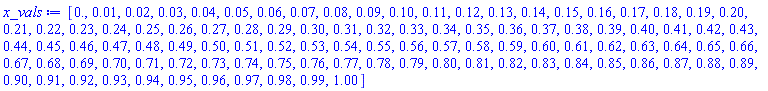 [0., 0.1e-1, 0.2e-1, 0.3e-1, 0.4e-1, 0.5e-1, 0.6e-1, 0.7e-1, 0.8e-1, 0.9e-1, .10, .11, .12, .13, .14, .15, .16, .17, .18, .19, .20, .21, .22, .23, .24, .25, .26, .27, .28, .29, .30, .31, .32, .33, .34, .35, .36, .37, .38, .39, .40, .41, .42, .43, .44, .45, .46, .47, .48, .49, .50, .51, .52, .53, .54, .55, .56, .57, .58, .59, .60, .61, .62, .63, .64, .65, .66, .67, .68, .69, .70, .71, .72, .73, .74, .75, .76, .77, .78, .79, .80, .81, .82, .83, .84, .85, .86, .87, .88, .89, .90, .91, .92, .93, .94, .95, .96, .97, .98, .99, 1.00]