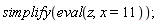simplify(eval(z, x = 11))