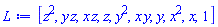 [z^2, y*z, x*z, z, y^2, x*y, y, x^2, x, 1]