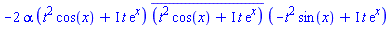 -2*alpha*(t^2*cos(x)+I*t*exp(x))*conjugate(t^2*cos(x)+I*t*exp(x))*(-t^2*sin(x)+I*t*exp(x))