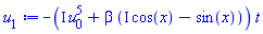 -(I*u[0]^5+beta*(I*cos(x)-sin(x)))*t