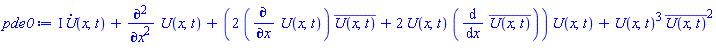 I*(diff(U(x, t), t))+diff(diff(U(x, t), x), x)+(2*(diff(U(x, t), x))*conjugate(U(x, t))+2*U(x, t)*(diff(conjugate(U(x, t)), x)))*U(x, t)+U(x, t)^3*conjugate(U(x, t))^2
