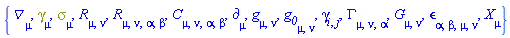 {Physics:-D_[mu], Physics:-Dgamma[mu], Physics:-Psigma[mu], Physics:-Ricci[mu, nu], Physics:-Riemann[mu, nu, alpha, beta], Physics:-Weyl[mu, nu, alpha, beta], Physics:-d_[mu], Physics:-g_[mu, nu], g__0[mu, nu], Physics:-gamma_[i, j], Physics:-Christoffel[mu, nu, alpha], Physics:-Einstein[mu, nu], Physics:-LeviCivita[alpha, beta, mu, nu], Physics:-SpaceTimeVector[mu](X)}
