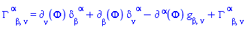 Physics:-Christoffel[`~alpha`, beta, nu] = Physics:-d_[nu](Phi(X), [X])*Physics:-g_[beta, `~alpha`]+Physics:-d_[beta](Phi(X), [X])*Physics:-g_[nu, `~alpha`]-Physics:-d_[`~alpha`](Phi(X), [X])*Physics:-g_[beta, nu]+Physics:-Christoffel[`~alpha`, beta, nu]