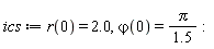 ics := r(0) = 2.0, `&varphi;`(0) = Pi/(1.5)