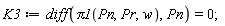 K3 := diff(Pi1(Pn, Pr, w), Pn) = 0