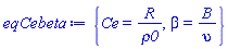 {Ce = R/rho0, beta = B/upsilon}