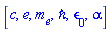 [c, e, m[e], hbar, epsilon[0], alpha]