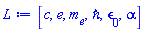 [c, e, m[e], hbar, epsilon[0], alpha]