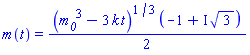 m(t) = (1/2)*(m__0^3-3*k*t)^(1/3)*(-1+I*3^(1/2))