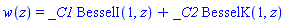 w(z) = _C1*BesselI(1, z)+_C2*BesselK(1, z)