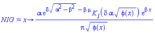 proc (x) options operator, arrow; alpha*exp(delta*sqrt(alpha^2-beta^2)-beta*mu)*K__1(delta*alpha*sqrt(phi(x)))*exp(beta*x)/(Pi*phi(x)^(1/2)) end proc