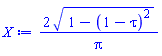 2*(1-(1-tau)^2)^(1/2)/Pi