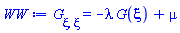 diff(diff(G(xi), xi), xi) = -lambda*G(xi)+mu