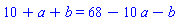 10+a+b = 68-10*a-b