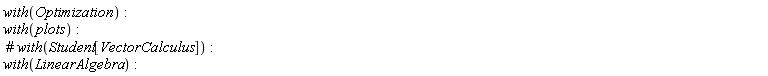 with(Optimization); with(plots); with(LinearAlgebra)