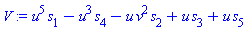 u^5*s[1]-u^3*s[4]-u*v^2*s[2]+u*s[3]+u*s[5]