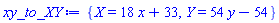 {X = 18*x+33, Y = 54*y-54}