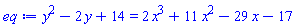 y^2-2*y+14 = 2*x^3+11*x^2-29*x-17