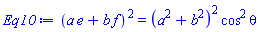 (a*e+b*f)^2 = (a^2+b^2)^2*cos^2*theta