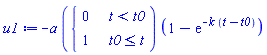 -a*piecewise(t < t0, 0, t0 <= t, 1)*(1-exp(-k*(t-t0)))