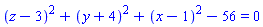 (z-3)^2+(y+4)^2+(x-1)^2-56 = 0