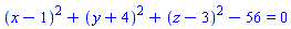 G((x-1)^2)+G((y+4)^2)+G((z-3)^2)-56 = 0