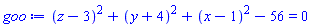(z-3)^2+(y+4)^2+(x-1)^2-56 = 0