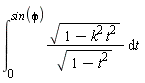 int(sqrt(-k^2*t^2+1)/sqrt(-t^2+1), t = 0 .. sin(phi))