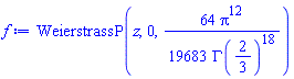 WeierstrassP(z, 0, (64/19683)*Pi^12/GAMMA(2/3)^18)