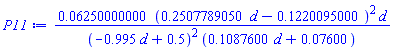 0.6250000000e-1*(.2507789050*d-.1220095000)^2*d/((-.995*d+.5)^2*(.1087600*d+0.7600e-1))